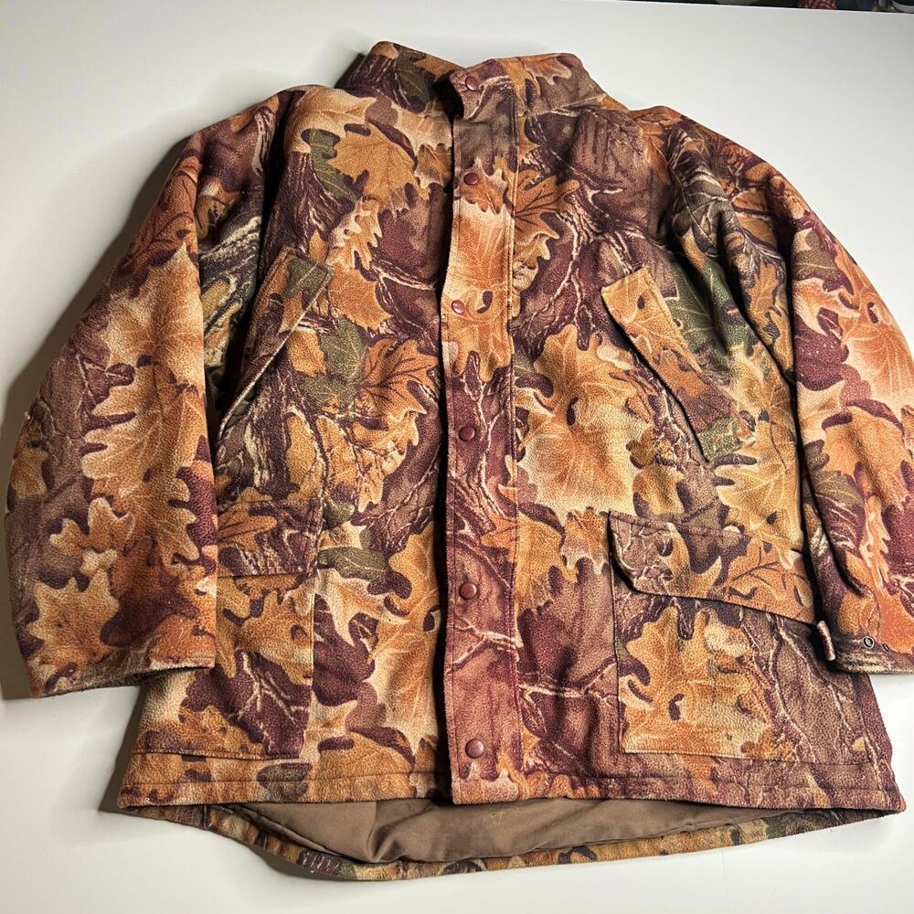 L.L.Bean Vintage Camo Hunting Jacket Oak Leaf Print USA Made Outdoor Coat